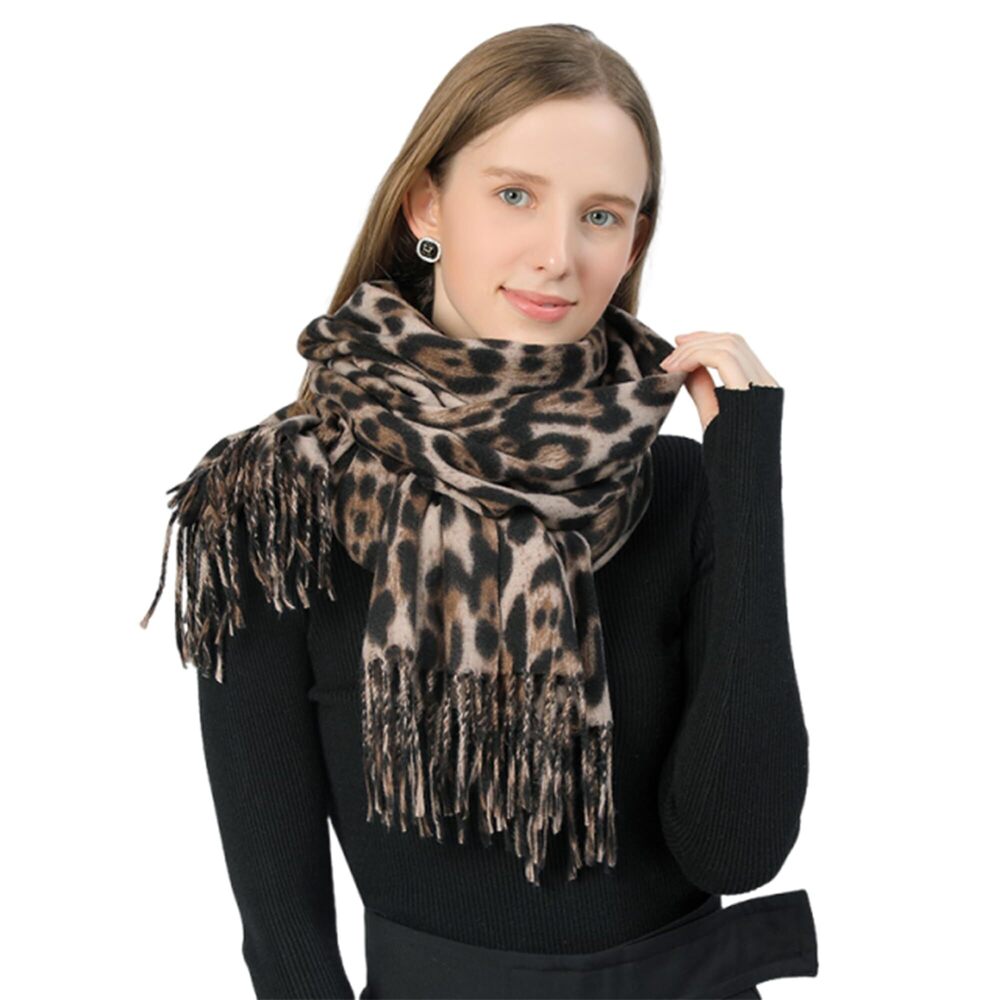 7612 Women's Leopard-print-winter-scarf Soft Cashmere Feels